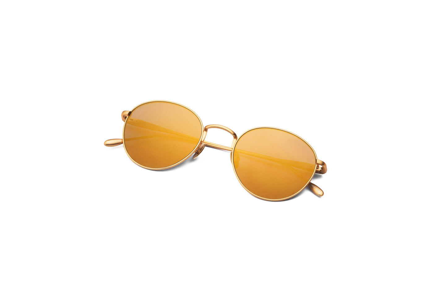 Gold round sunglasses for women and men with mirror gold lenses by Kopajos
