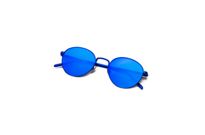 Blue round sunglasses for women and men with polarized blue lenses by Kopajos