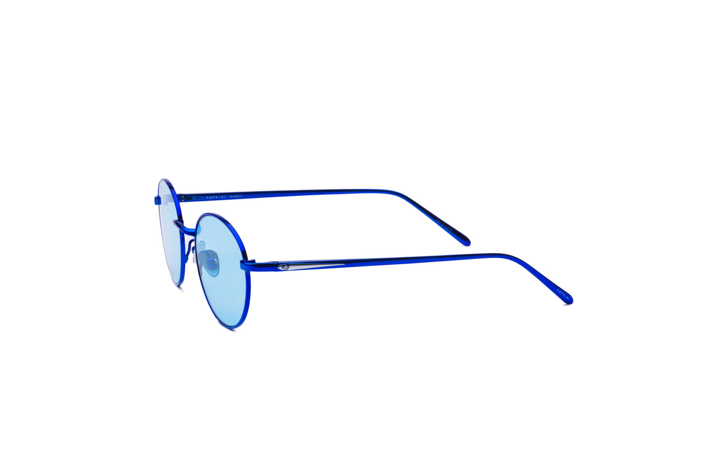 Blue round sunglasses for women and men with polarized light blue lenses by Kopajos