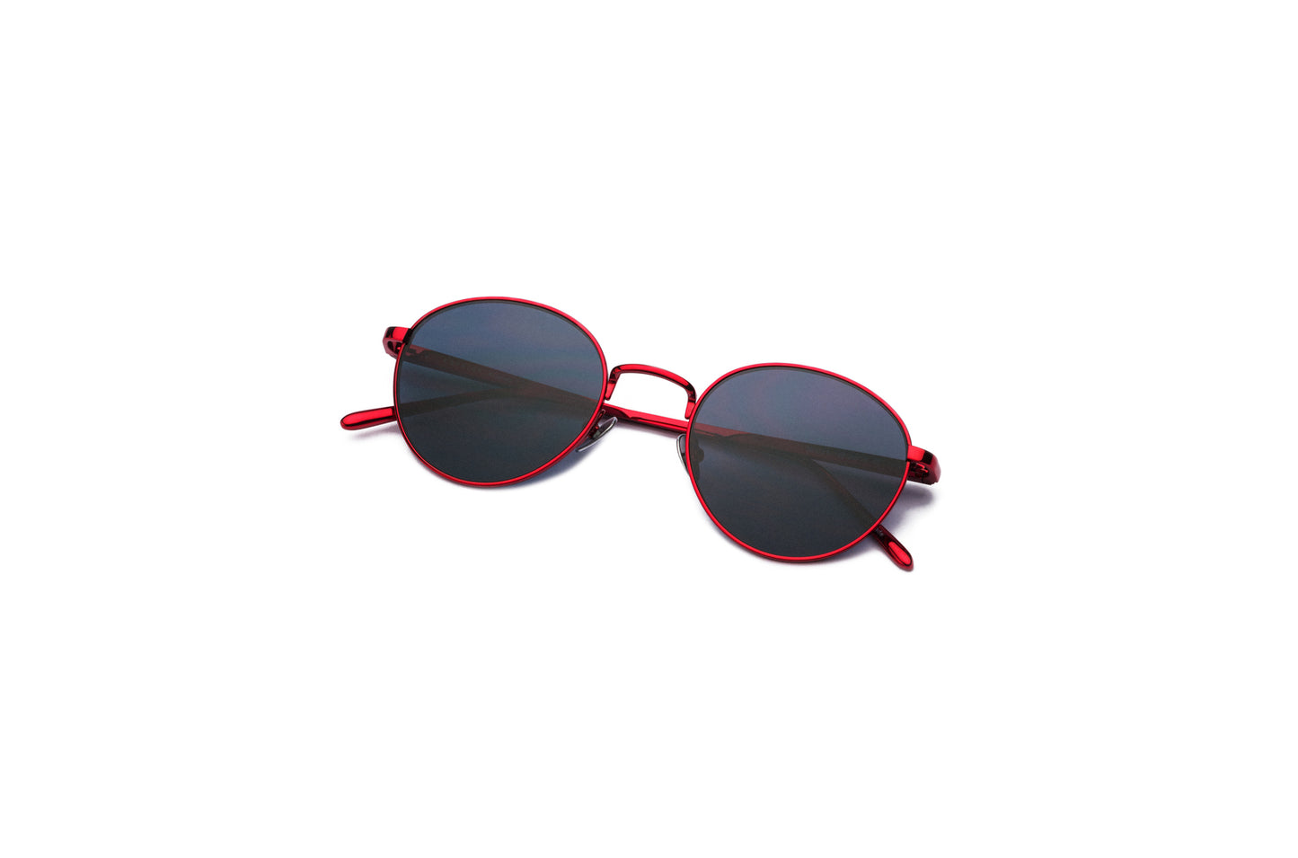 Red round sunglasses for women and men with polarized black lenses by Kopajos