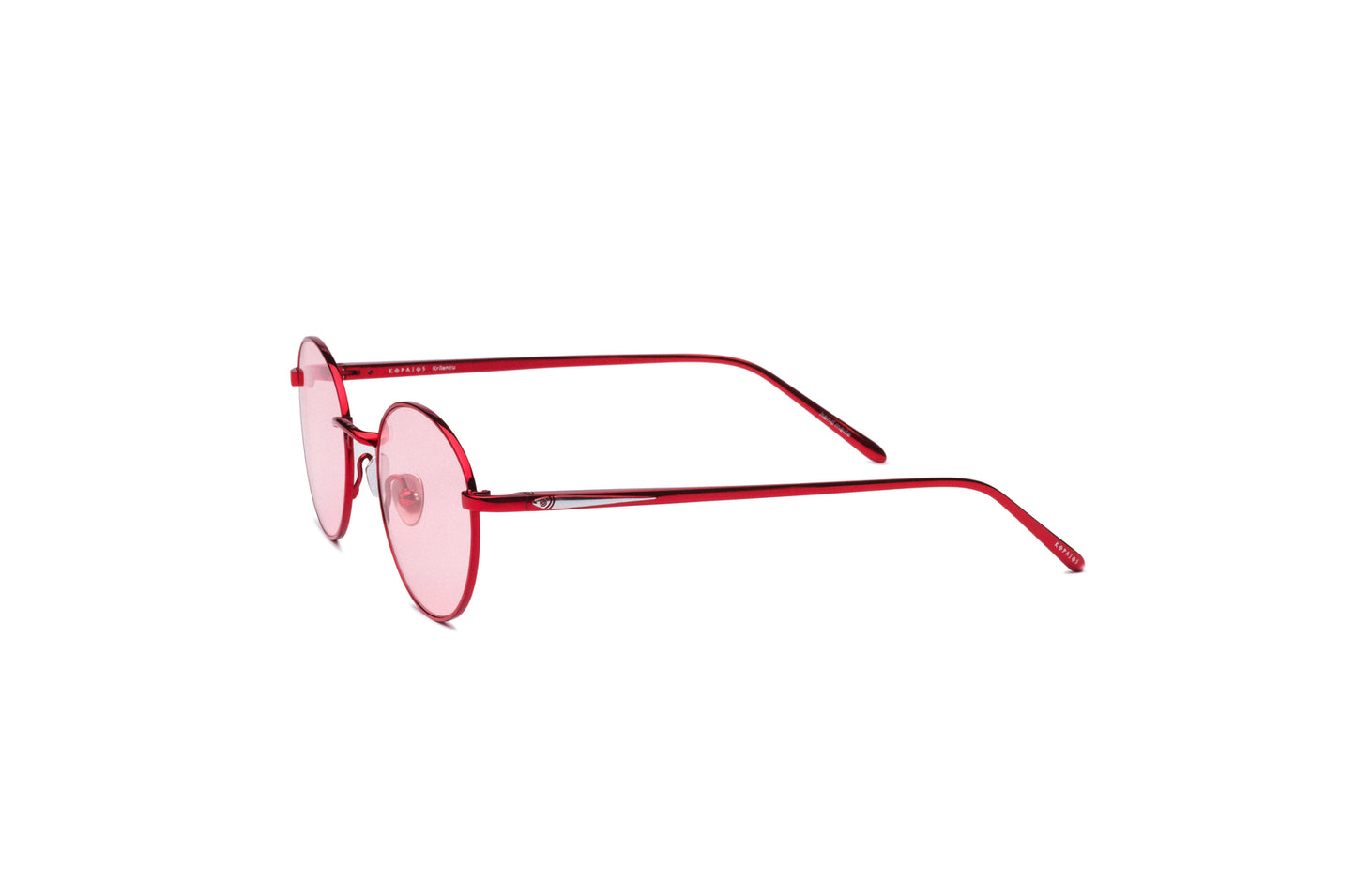 Red round sunglasses for women and men with polarized lenses by Kopajos