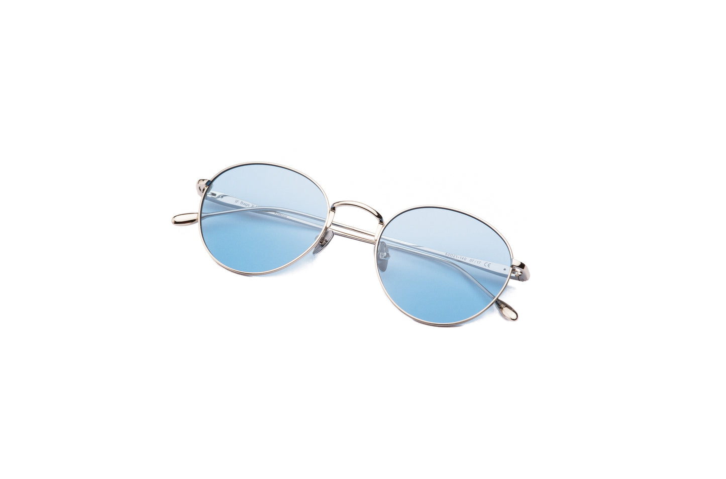 Silver round sunglasses for women and men with polarized light blue lenses by Kopajos