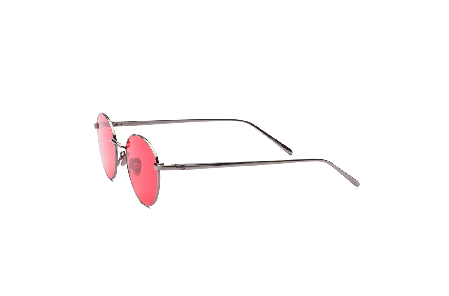 Silver round sunglasses for women and men with polarized  red lenses by Kopajos