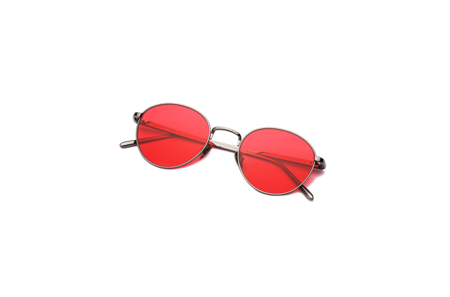 Silver round sunglasses for women and men with polarized red lenses by Kopajos