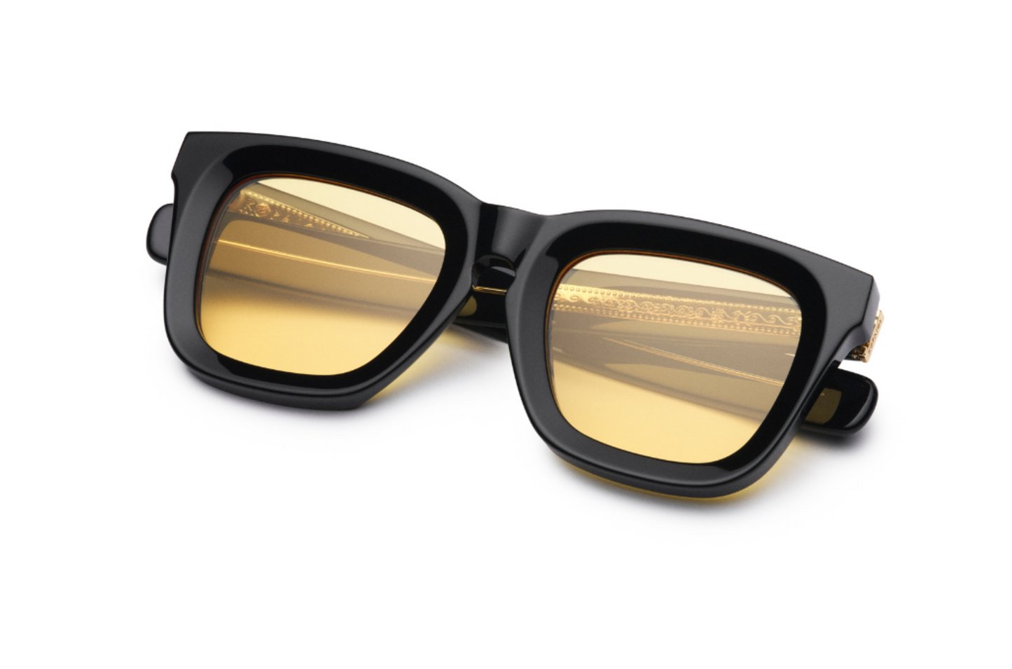 Black mask sunglasses for men and women with yellow polarized lenses by Kopajos
