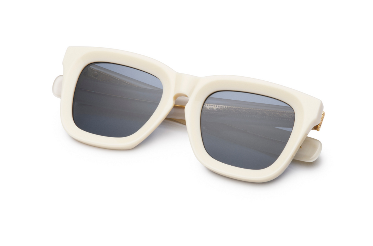 White mask sunglasses for men and women with dark polarized lenses by Kopajos