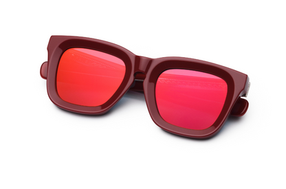 Red mask sunglasses for men and women with mirror polarized lenses by Kopajos