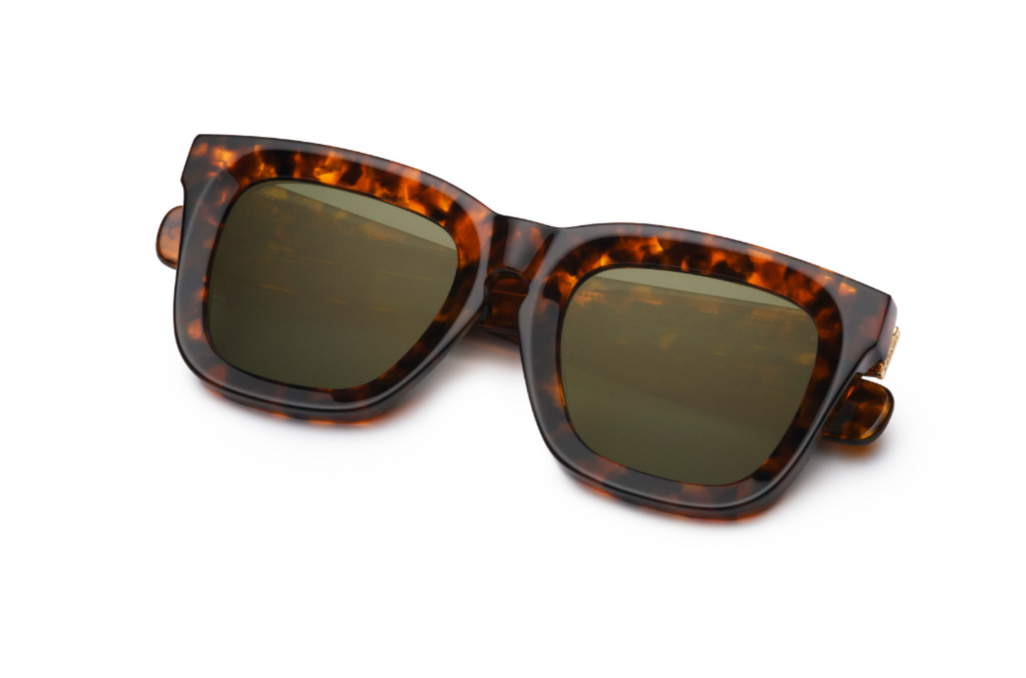 Tortoise mask sunglasses for men and women with dark green polarized lenses by Kopajos