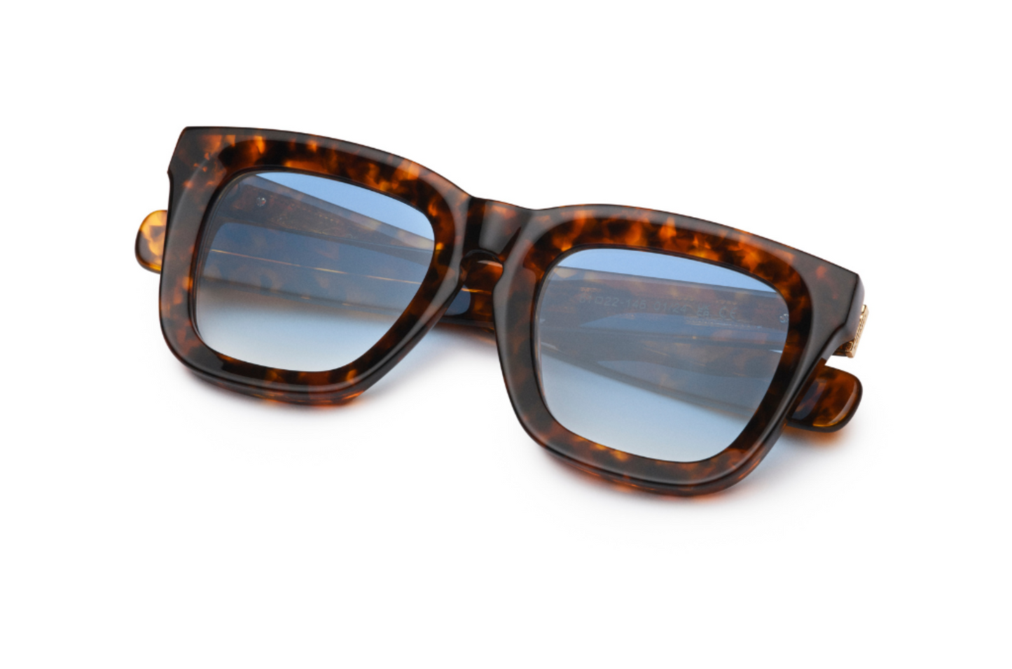 Tortoise mask sunglasses for men and women with light blue polarized lenses by Kopajos