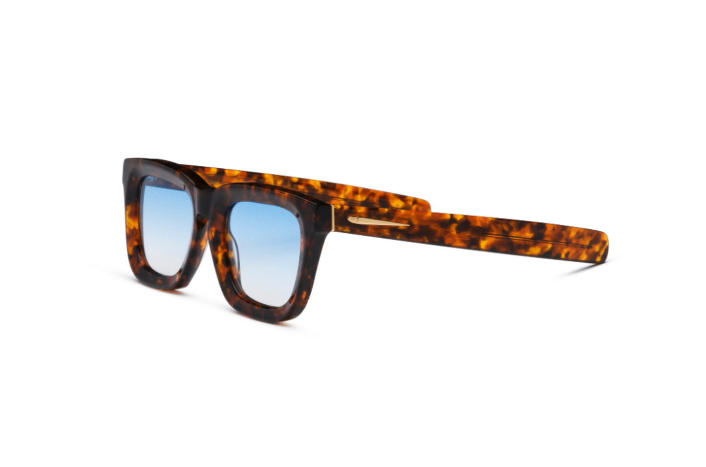 Tortoise mask sunglasses for women with light blue polarized lenses by Kopajos