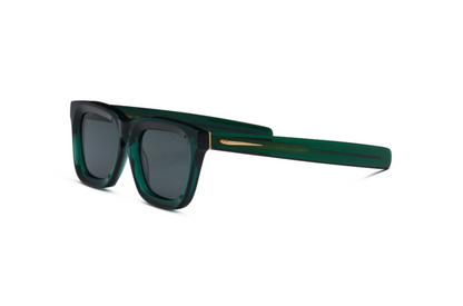 Green mask sunglasses for men and women with dark polarized lenses by Kopajos