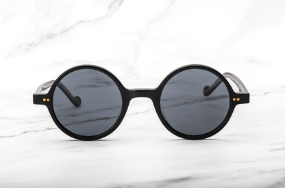The Petra round sunglasses by Kopajos, inspired by Mediterranean style.