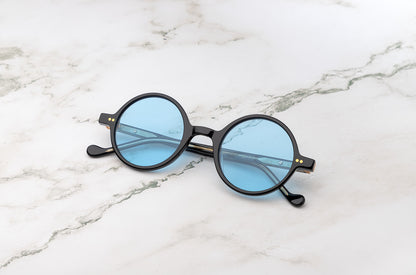 Kopajos Petra mens round sunglasses with polarized light blue lenses